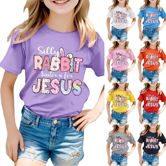 lnmuld Toddler Kids Easter Egg Bunny Graphic Tee - Holiday Celebration Shirt Color:Green,Size:3-4 Years