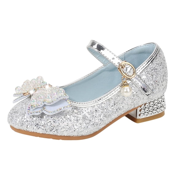 lnmuld Toddler & Kids Girls Sparkling Sandals with Soft Sole, Comfortable & Lightweight for Dressy & Casual Wear Color:Silver,Size:5.5-6 Years