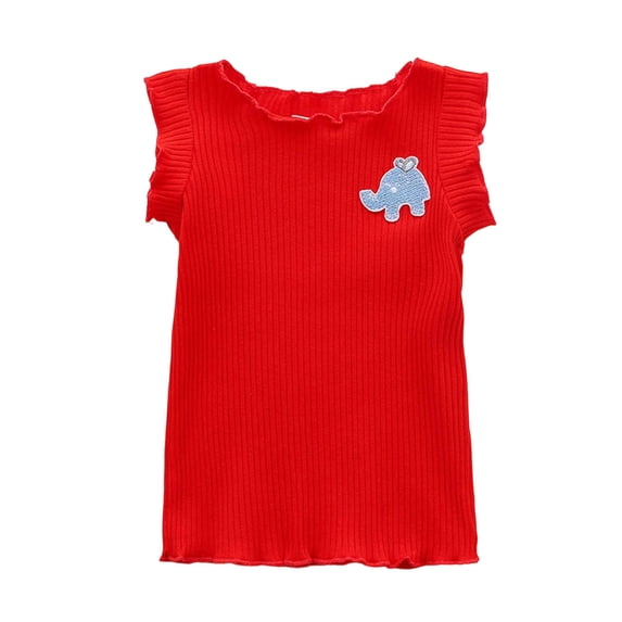 lnmuld Toddler Youth Girls Solid Color Casual Summer Sleeveless Tank Top Soft Blend Basic Tee Size:5-6 Years