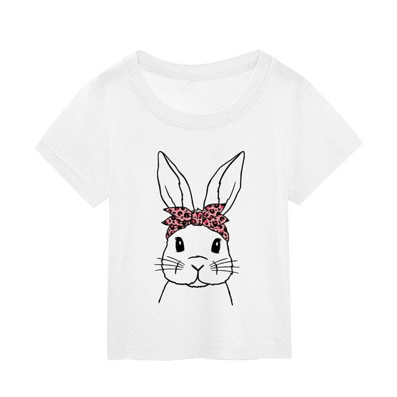 lnmuld Tops for Teens Adorable Easter Bunny Print Summer T-Shirt for Toddler Girls Festival and Casual Outfit Size:2-3 Years