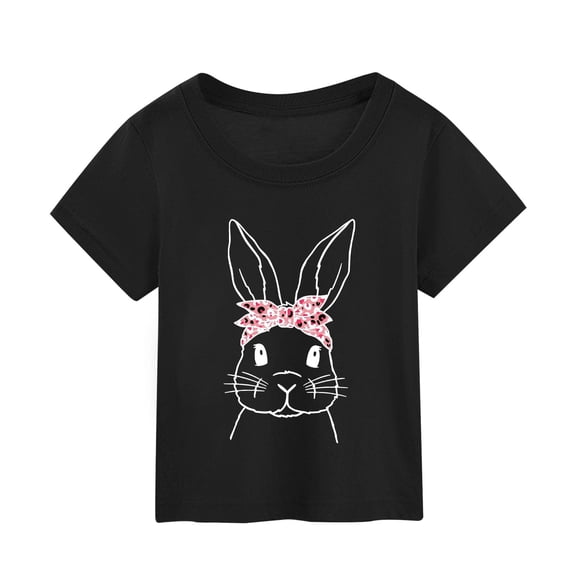 lnmuld Tops for Teens Adorable Easter Bunny Print Summer T-Shirt for Toddler Girls Festival and Casual Outfit Size:7-8 Years