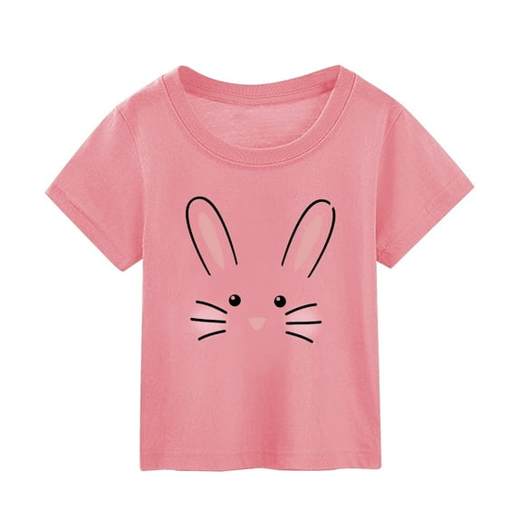 lnmuld Tops for Easter Bunny Cartoon Print Summer Short Sleeve T-Shirt for Kids and Girls Casual Comfortable Tee Size:7-8 Years