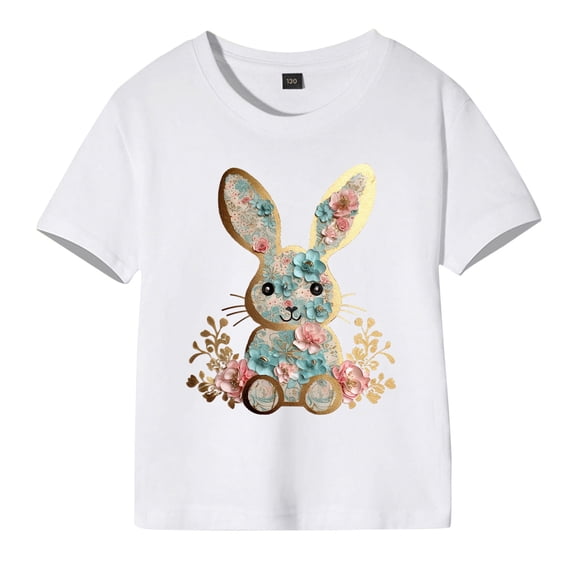 lnmuld Tops for Teens Easter Summer Short Sleeve Graphic Tee for Toddler Girls Soft Casual Tops with Cartoon Letter Prints Size:9-10 Years