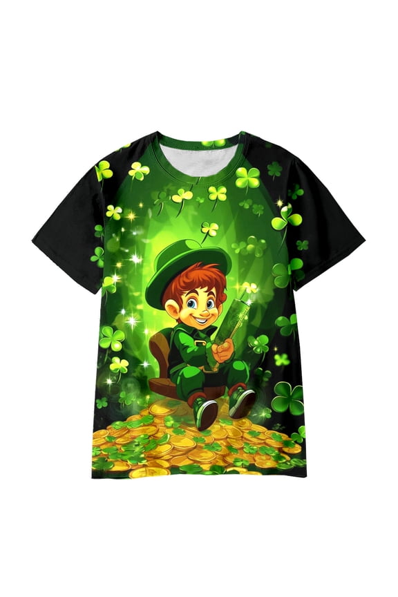 Tops for Teens St Patrick's Day Themed Short Sleeve Tee for Toddler Boys and Girls Comfortable Seasonal Kids Top Size:11-12 Years
