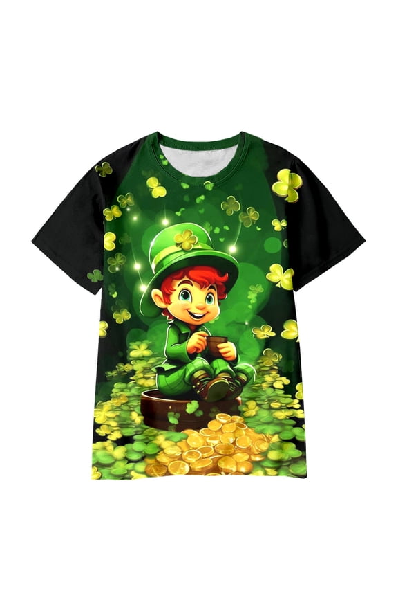 Tops for Teens St Patrick's Day Themed Short Sleeve Tee for Toddler Boys and Girls Comfortable Seasonal Kids Top Size:5-6 Years