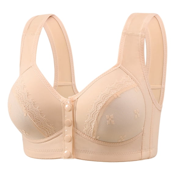 lnmuld Trendy Lace Wirefree Front Closure Bra - Stylish Comfort for Women