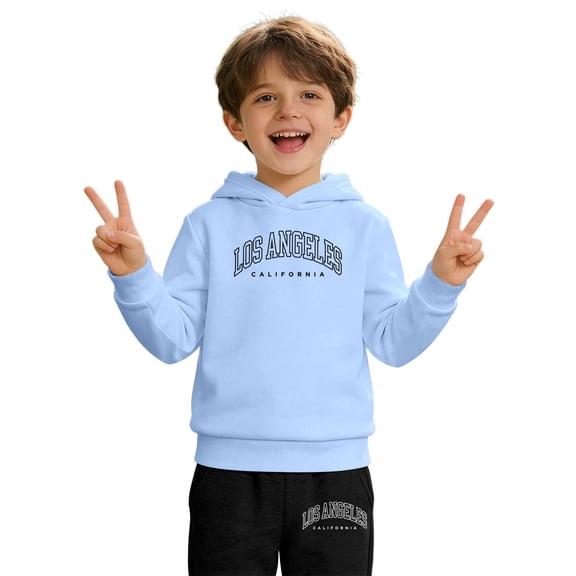 lnmuld Two Piece Boys Girls Outfit Casual Solid Color Letter Print Hoodie and Joggers Set for Daily Wear Comfortable Kids Size:13-14 Years