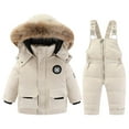 thumbnail image 1 of lnmuld Two Piece Girls Boys Outfits Insulated Snowsuit Winter Thermal Padded Overalls Outfit for Cold Weather Size:3-4 Years, 1 of 5