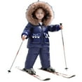 thumbnail image 1 of lnmuld Two Piece Girls Insulated Snowsuit Set Winter Warm Padded Jacket with Hood and Bib Overalls Windproof Outdoor Play Gear for Toddlers Size:1-2 Years, 1 of 5
