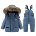 thumbnail image 1 of lnmuld Two Piece Girls Snow Suit Insulated Snowsuit Warm Thermal Winter Outfit with Overalls for Cold Weather Size:12-24 Months, 1 of 5