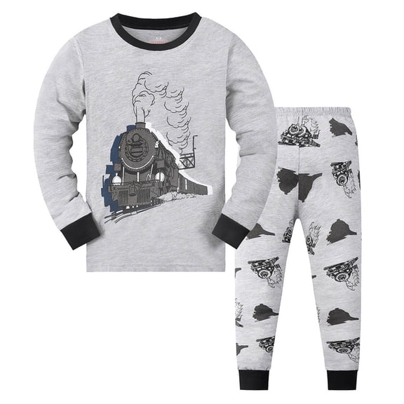 lnmuld Two Piece Kids Pajamas Boys Girls Long Sleeve Pajama Set Soft Sleepwear Outfits Comfortable Loungewear for Toddler Children Size:5-6 Years