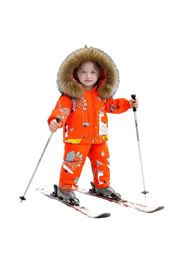 Two Piece Outfits Boys Insulated Snowsuit Winter Thermal Outfit Windproof Outdoor Play Warm Gear for Toddlers and Children Size:5-6 Years