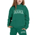 thumbnail image 1 of lnmuld Two Piece Outfits Girls Letter Print Hooded Sweatshirt Outfit Set Stylish Everyday Wear Comfortable Casual Kids Clothes for Daily Activities Solid Color Size:7-8 Years, 1 of 4
