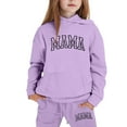 thumbnail image 1 of lnmuld Two Piece Outfits Girls Letter Print Hooded Sweatshirt Outfit Set Stylish Everyday Wear Comfortable Casual Kids Clothes for Daily Activities Solid Color Size:9-10 Years, 1 of 4