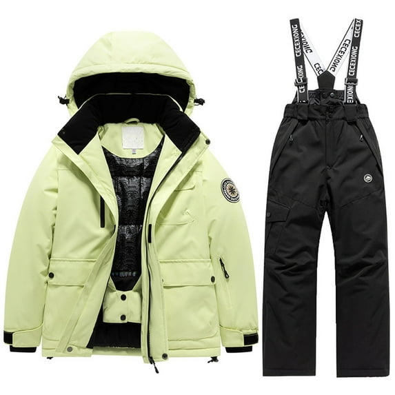 lnmuld Two Piece Outfits Kids Warm Thermal Snowsuit Winter Ski Outfit for Boys and Girls Cold Weather Activity Set Solid Color Size:14-15 Years