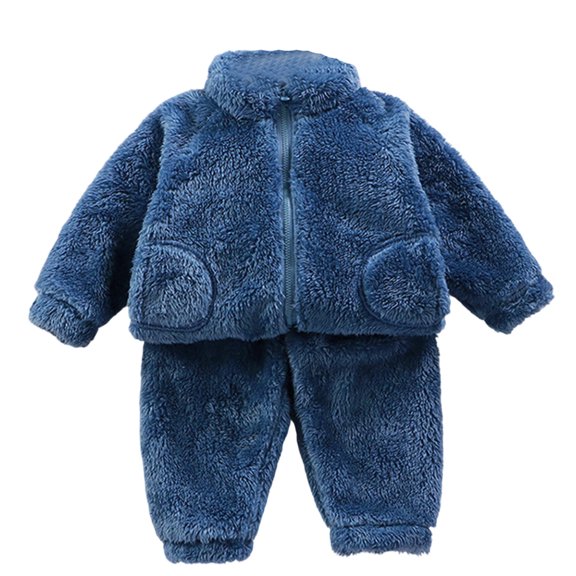 lnmuld Two Piece Outfits Soft Loungewear Pajama Set Cozy Zipper Outfit for Toddlers Winter Wear Solid Color Size:4-5 Years