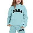 thumbnail image 1 of lnmuld Two Piece Outfits Stylish Girls Hooded Sweatshirt Outfit Set with Letter Print Design for Everyday Casual Wear Comfortable and Childrens Apparel Solid Color Size:9-10 Years, 1 of 4