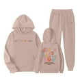 thumbnail image 1 of lnmuld Two Piece Outfits Stylish Girls Winter Outfits Set Casual Wear Printed Hooded Sweatshirt Ensemble for Easy Care Instructions Solid Color Size:6-7 Years, 1 of 4