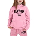thumbnail image 1 of lnmuld Two Piece Outfits Stylish Girls Winter Outfits Set Printed Hooded Sweatshirt Ensemble Casual Wear with Easy Care Instructions Solid Color Size:8-9 Years, 1 of 4