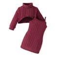 thumbnail image 1 of lnmuld Two Piece Outfits Toddler Girl Winter Knit Sweater Dress Set with Suspenders Casual Baby Outfit Playwear and Daily Fashion Solid Color Size:12-18 Months, 1 of 9