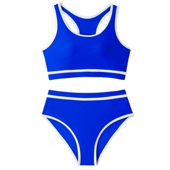 lnmuld Two Piece Solid Color Girls Swimsuit Set High Waist Bikini with Matching Cover Up for Beach and Pool Activities Size:12-13 Years