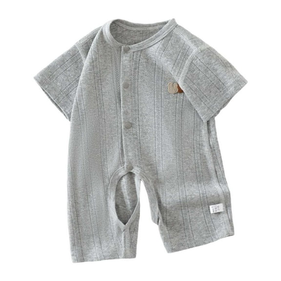 lnmuld Unisex Ribbed Romper Jumpsuit Short Sleeve Summer Outfit Soft Comfortable Baby Clothes Size:4-8Months