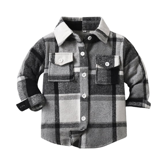 lnmuld Unisex Toddler Kids Plaid Shirt | Long Sleeve Lapel Button Down formal Top for Boys & Girls | Stylish Durable School Uniform Size:5-6 Years