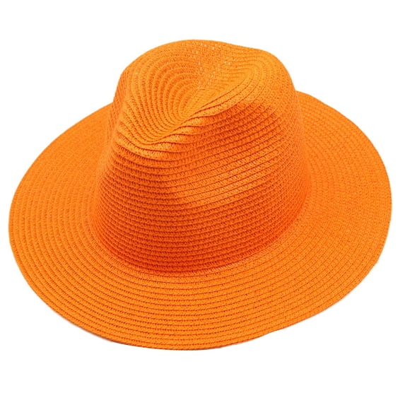 lnmuld Wide Brim Straw Fedora Hat Lightweight Foldable Summer Sun Hat Size:One Size
