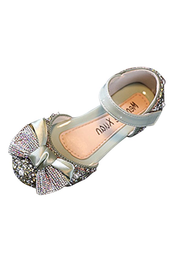 Winter Boots for Girls Elegant Girls Dance Boots for Spring Summer Seasons with Sparkling Pearl Rhinestone and Decorative Bowknot Hook Loop Closure Design