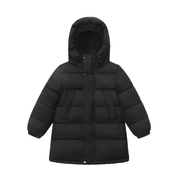 lnmuld Winter Coats for Boys Long Hooded Coat Solid Color Winter Warm Quilted Jacket Padded Outerwear Coats Size:8-10 Years