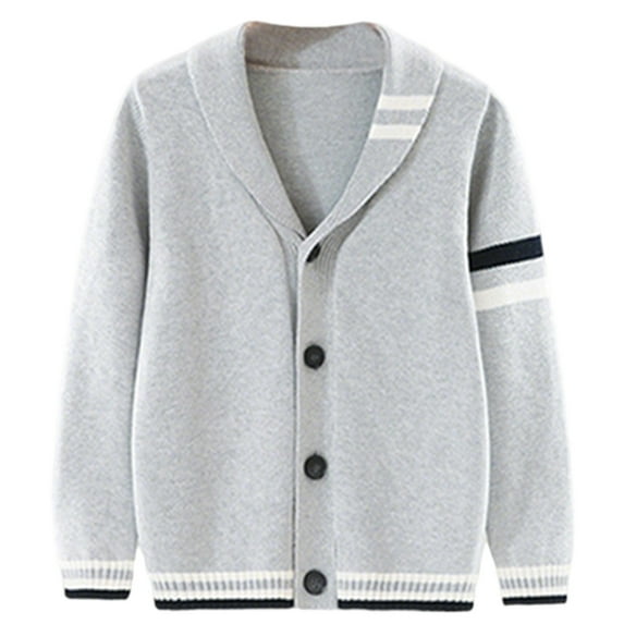 lnmuld Winter Coats for Boys Winter Coat Kids School Sweater Cardigan Color Block Lapel Knit Jacket Size:7-8 Years