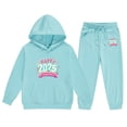 thumbnail image 1 of lnmuld Winter Outfits 2 Piece 2025 Year Print Girls Long Sleeve Hooded Sweater and Pants Outfit Set with Letter Design for Big Kids Solid Color Size:12-13 Years, 1 of 4