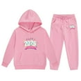 thumbnail image 1 of lnmuld Winter Outfits 2 Piece 2025 Year Print Girls Long Sleeve Hooded Sweater and Pants Outfit Set with Letter Design for Big Kids Solid Color Size:6-7 Years, 1 of 4