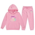 thumbnail image 1 of lnmuld Winter Outfits 2 Piece 2025 Year Print Girls Long Sleeve Letter Graphic Hooded Sweater and Pants Outfit Set for Big Kids Solid Color Size:6-7 Years, 1 of 4