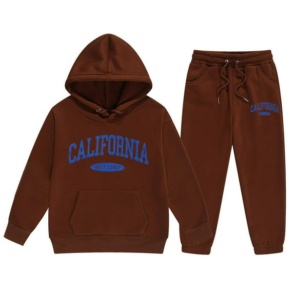 lnmuld Winter Outfits 2 Piece Girls Fashion Tracksuit Set with Ocean Graphic Pullover Hoodie and Comfortable Sweatpants for Toddler and Child Outfits Solid Color Size:90