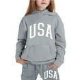thumbnail image 1 of lnmuld Winter Outfits 2 Piece Stylish Kids Long Sleeve Letter Print Hoodie and Pants Outfit Set for Girls Comfortable Casual Wear Solid Color Size:6-7 Years, 1 of 6