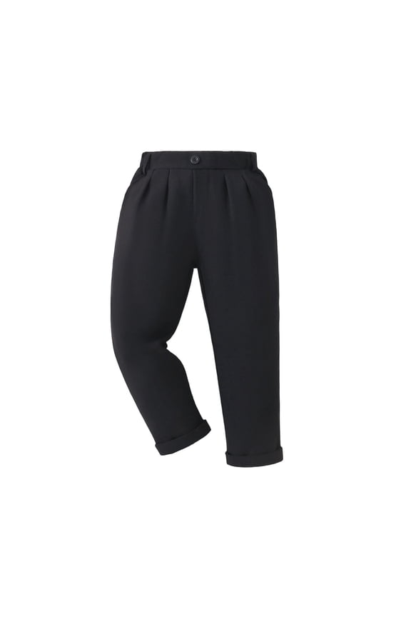 Winter Pants Boys Solid Button Casual Dress Pants with Pockets Korean Style Trousers for Kids and Toddlers Size:6-7 Years