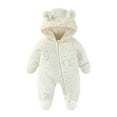 thumbnail image 1 of lnmuld Winter Thermal Snowsuit for Baby Girls Insulated Hooded Jumpsuit Outdoor Warm Padded Romper Wear Size:3-6 Months, 1 of 3