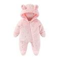 thumbnail image 1 of lnmuld Winter Thermal Snowsuit for Baby Girls Insulated Hooded Jumpsuit Outdoor Warm Padded Romper Wear Size:3-6 Months, 1 of 9