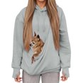 thumbnail image 1 of lnmuld Women's Cat Dog Pouch Hoodie Oversized Pullover Drawstring Hood Pet Carrier Sweatshirt with Kangaroo Pocket Thumbhole Cuffs Long Sleeve Size:M, 1 of 4
