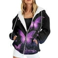 thumbnail image 1 of lnmuld Womens Hoodies Women's Zip Up Printed Hoodie Pullover Loose Fit Casual Streetwear Fashion Everyday Comfortable Outerwear for Daily Wear Size:XS, 1 of 5