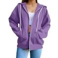 thumbnail image 1 of lnmuld Womens Zip Up Hoodies Women's Hoodies & Sweatshirts Casual Long Sleeve Pullover Hoodie Lightweight Comfortable Fashion Top for Everyday Wear Size:2XL, 1 of 8