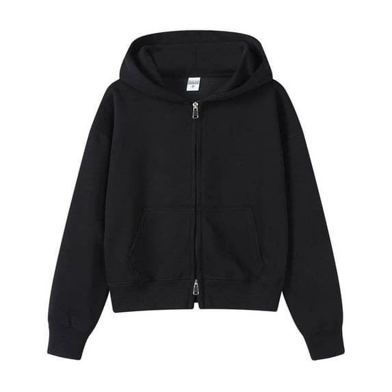 lnmuld Womens Zip Up Hoodies Short Hooded Zipper Cardigan Jacket A Korean Style and Casual Hooded Sweatshirt Size:3XL