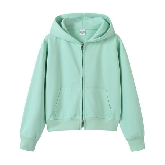lnmuld Womens Zip Up Hoodies Short Hooded Zipper Cardigan Jacket A Korean Style and Casual Hooded Sweatshirt Size:3XL