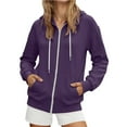 thumbnail image 1 of lnmuld Womens Zip Up Hoodies Women's Fashionable Casual Pocket Zipper Long Sleeved Hooded Solid Color Sweatshirt Size:S, 1 of 4