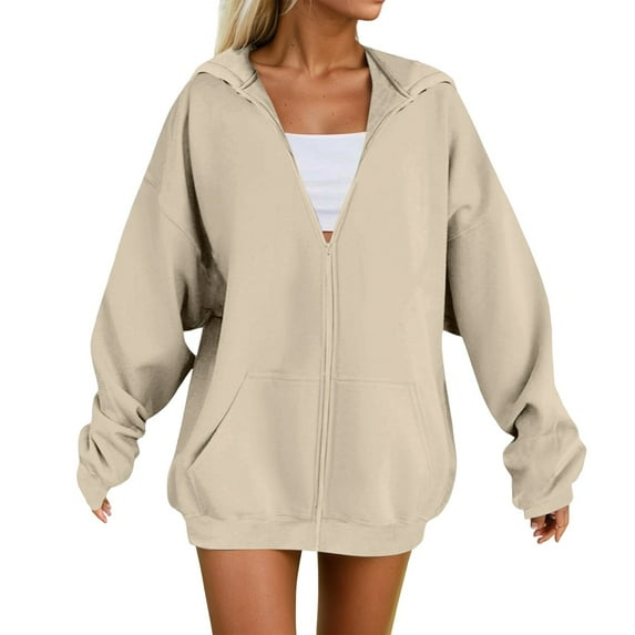 lnmuld Womens Zip Up Hoodies Women's Hoodie Soft Comfortable Pullover Sweatshirt Casual Loose Fit Long Sleeve Warm Winter Fall Outerwear Size:XL