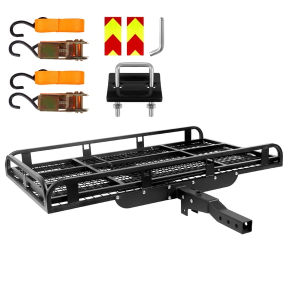 load capacity 500 LBS Trailer Hitch Cargo Carrier, Folding Cargo Carrier with Ramp for Wheelchair, All-Weather Steel Luggage Rack for SUV Car & Truck
