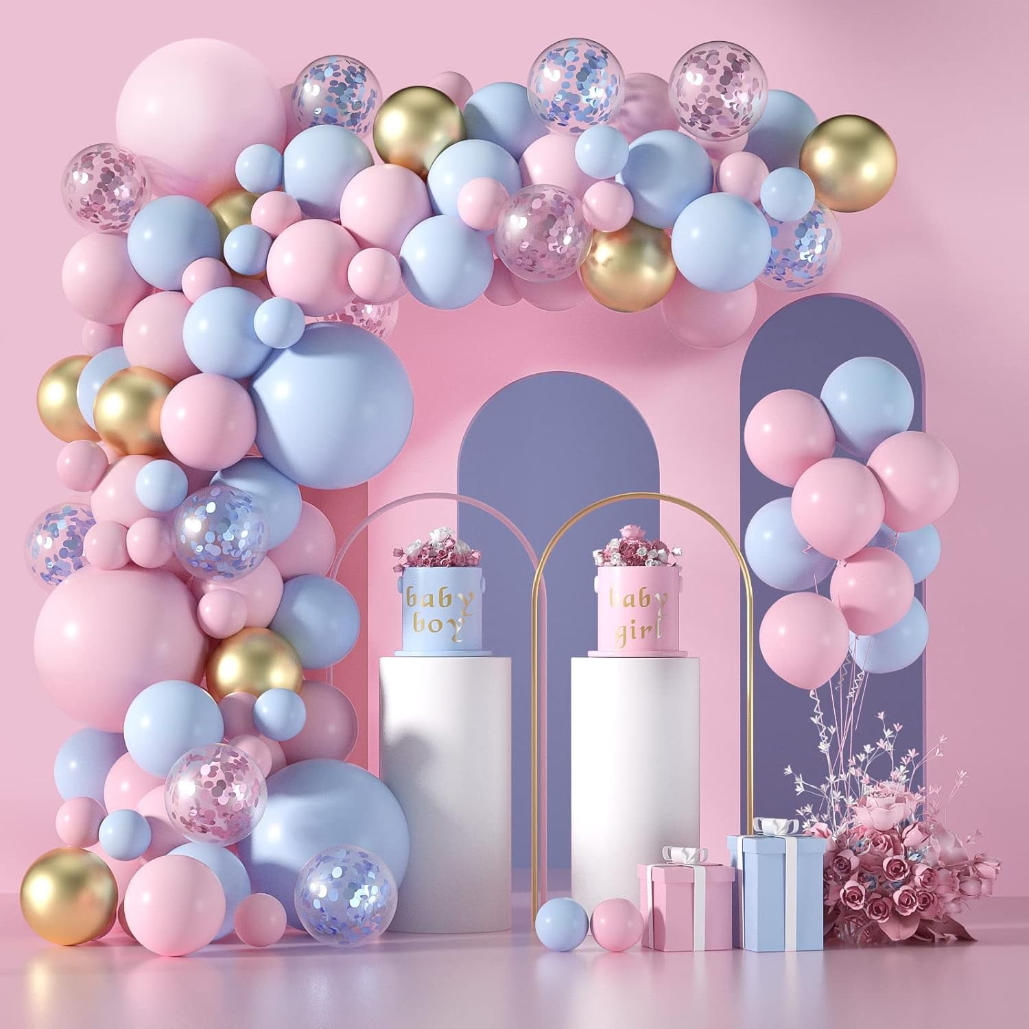lobida Balloon Garland Arch Kit Gender Reveal Party Decoration, Latex, Pink and Blue