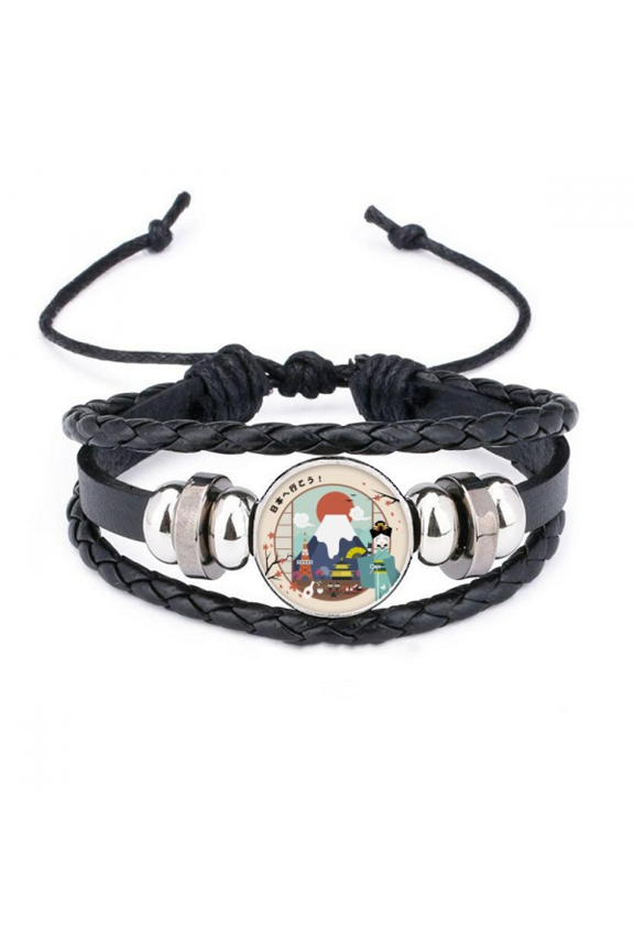 local japanese travelling volcano bracelet braided leather woven wristband