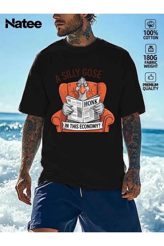 local warehouse clearance Silly Goose Economy Humor T-shirt, 100% Cotton Fabric,Crew Neck,Short Sleeve,Regular Fit,All-season casual wear for woman and teens-perfect for running, hiking, the beach,